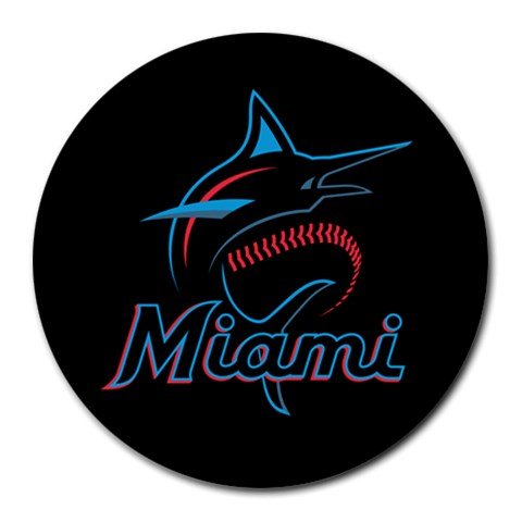 Miami Marlins Baseball Heat-Resistant Round Mousepad