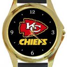 Kansas City Chiefs Football Gold Metal Watch