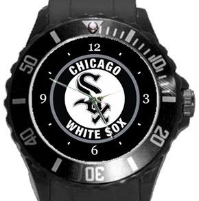 Chicago White Sox Plastic Sport Watch In Black