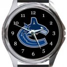 Vancouver Canucks Hockey Round Metal Watch