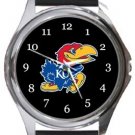 Kansas University Jayhawks Round Metal Watch