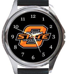 Oklahoma State University OSU Round Metal Watch