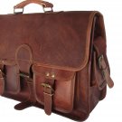 DKH Men's Leather Bag Business Messenger Laptop Shoulder Briefcase Handbag Brown