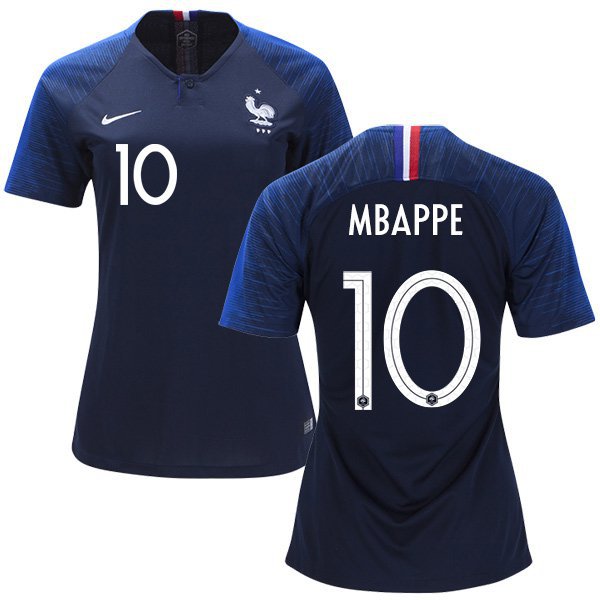 Women's KYLIAN MBAPPE 10 France Home Soccer World Cup Jersey 2018