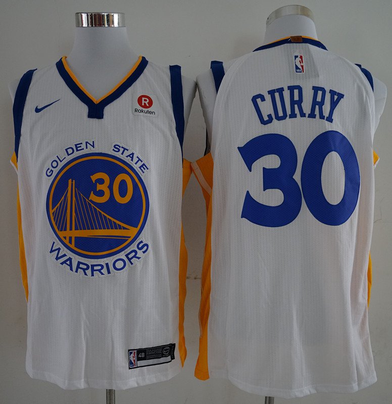 2018 Men's Golden State Warriors #30 Stephen Curry Basketball White Jersey