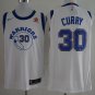 2018 Warriors #30 Stephen Curry Retro White Basketball Jersey