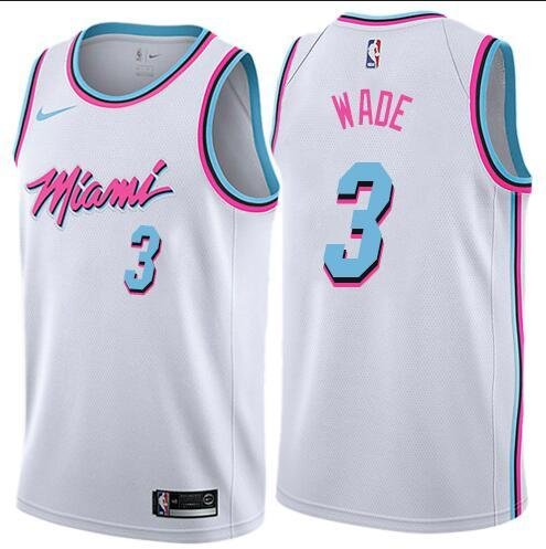 Miami Heat 2018 Men's NBA Basketball White Jersey Wade #3 BNWT Free ...