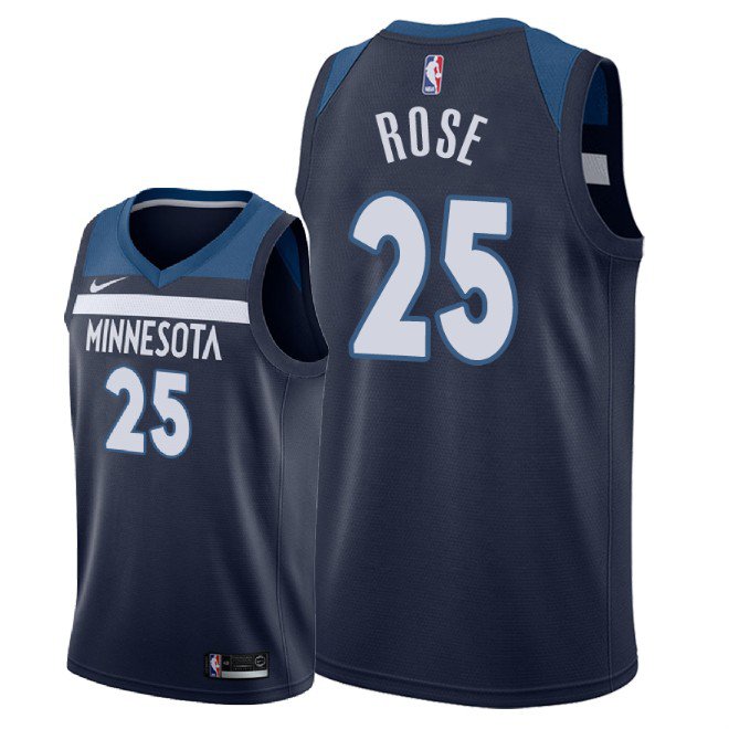 Derrick Rose #25 Minnesota Timberwolves Navy Fast Break Icon Edition Jersey Free Shipping