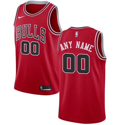 Chicago Bulls Mens Custom Name and Number Red Athletic Jersey Free Shipping