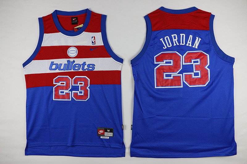 Washington Bullets Blue Men's NBA Basketball Jersey Jordan #23 BNWT Free Shipping