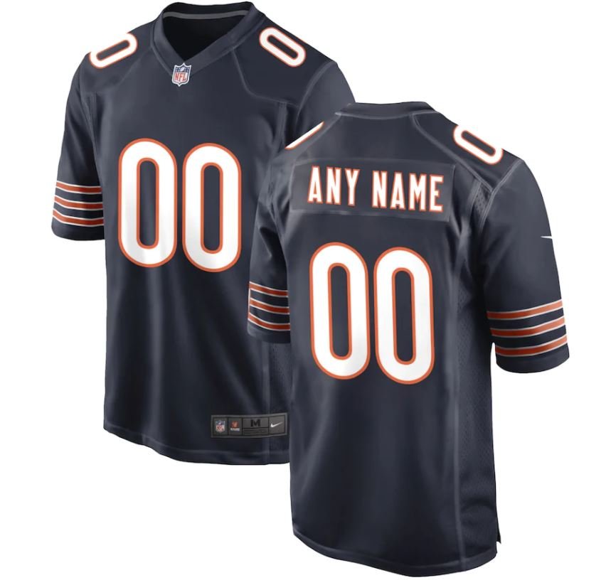 Men's Chicago Bears Navy Custom NFL  Game Jersey