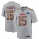 Men's Kansas City Chiefs #15 Patrick Mahomes Gray Super Bowl LVII Patch NFL  Atmosphere Jersey