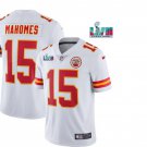 Men's Kansas City Chiefs #15 Patrick Mahomes White Super Bowl LVII Patch NFL Stitched Jersey S - 3XL