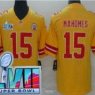 Men's Kansas City Chiefs #15 Patrick Mahomes Limited Yellow Inverted Super Bowl LVII NFL  Jersey