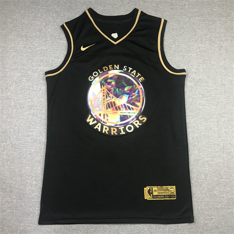 Golden State Warriors #30 Stephen Curry Black Gold Jersey Diamond Edition S - 2XL