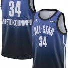 Men's 2023 All-Star #34 Giannis Antetokounmpo Blue Game Swingman Stitched Basketball Jersey S - 2XL