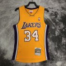 #34 Shaquille O'Neal Los Angeles Lakers Vintage Yellow 1999-00 Throwback NBA Jersey S-2XL