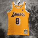 Kobe Bryant #8 Los Angeles Lakers Vintage Yellow 1996-97 Throwback NBA Yellow Jersey S-2XL