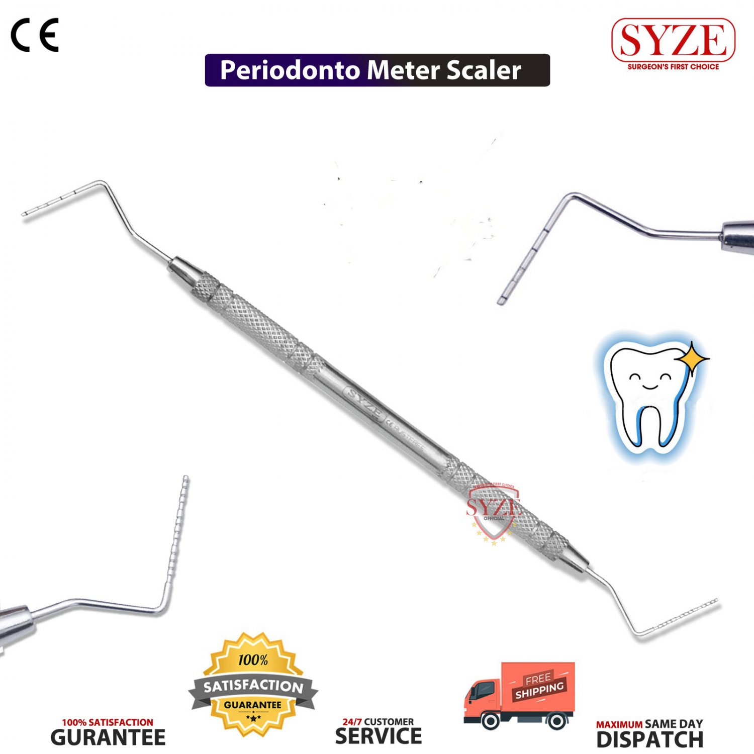 Peri odontometer Scalers Double Ended Probe Pick Stainless S Dental Surgery Tools