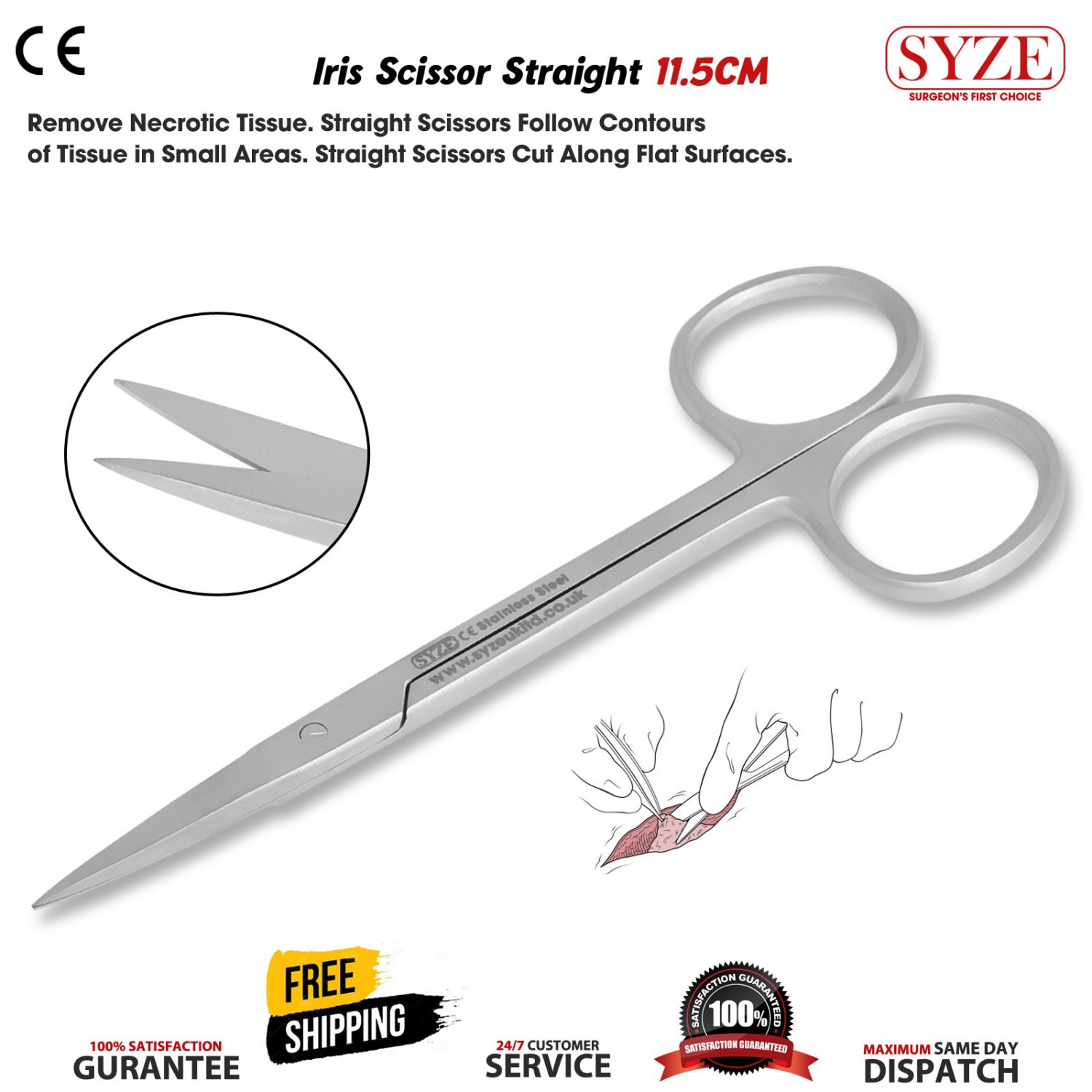 Iris Scissors STR 11.5cm - German Satin Dull Finish - Very Good Cutting Edges