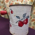 Vintage Tin Bromwells Flour Sifter Primitive Kitchen Apple Decor