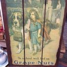 Vintage Grape Nuts Wooden Crate Advertisement Sign