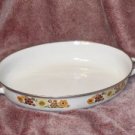 13 x 10" Metal OVAL Baking DISH Flower Design on SIDE 2 Handles NO LID Vintage