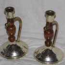 8" Candle Sticks Candlesticks Metal & WOOD Unique
