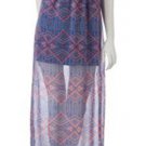 Pink Rose Womens/juniors Geometric Corset Back Sheer Maxi Dress Navy Afrigeo (x-