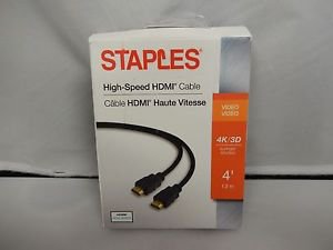 Staples 4' High Speed HDMI Cable - Black (AA)