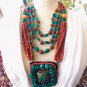 Turquoise Red Coral Long Tibetan Necklace