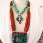 Turquoise Red Coral Long Tibetan Necklace