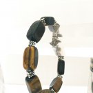 Tiger Eye Bracelet With Antique Silver Plated Spacers.