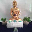 SELENITE Triple Candle Holder Log. Large, amazing Energy and Beauty!