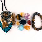 Focus and Concentration Crystal Healing Pouch + Tiger Eye Bracelet