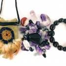 Protection Crystal Healing Pouch PLUS Jet Stone Bracelet