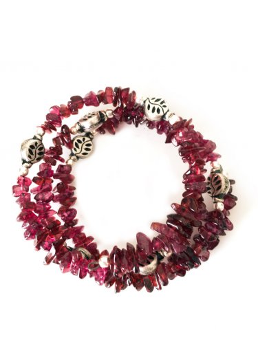 GENUINE Red Garnet Multi Layer Coil Wrap Bracelet.