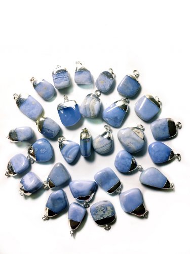 Blue Lace Agate Pendant Peaceful Calming Energy.
