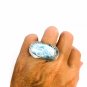 Genuine Larimar Statement Ring Size 7 Sterling Silver