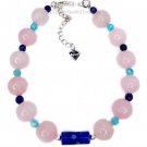 Rose Quartz Crystal Bracelet 925 Sterling Silver