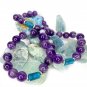 Amethyst Aquamarine Neon Blue Apatite Bracelet