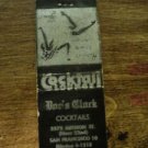 BOR'S CLOCK COCKTAILS, MATCHBOOK COVER