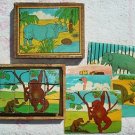 Rare Vintage Animal Wood Block Puzzle - in Original Box