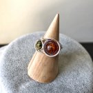 Gorgeous Double Amber Silver Band Ring for adults/gifts/daily style in amber