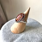 Gorgeous Natural Baltic Amber Silver Band Brown leaf Ring for adults/gifts/daily style in amber