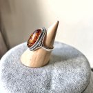 Gorgeous Natural Baltic Amber Silver Band Brown Lace Ring for adults/gifts/daily style in amber