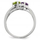 7/10 Carat (ctw) Amethyst and Peridot Heart Ring in Sterling Silver