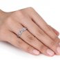 2/3 Carat (ctw) Lab-Created White Sapphire Ring with Diamonds in Sterling Silver
