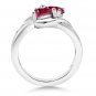 925 Silver Class Ring White Created Sapphire and Set with Red Zirconia from Swarovski