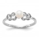 Finest Gold 14K White Gold 4 mm FW Cultured Pearl Ring, Size 6